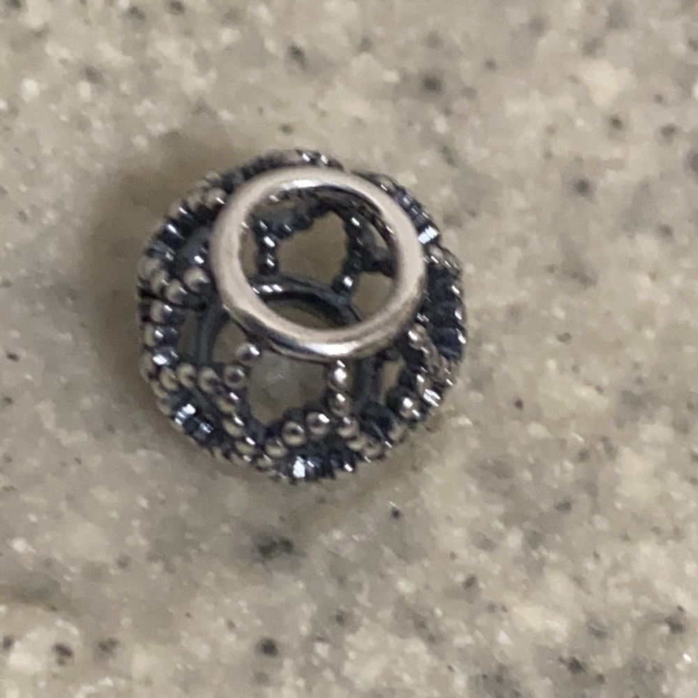 Pandora Silver Openwork Beaded Weave Cage Charm - Picture 8 of 9